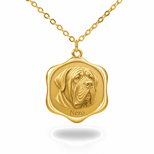 Soulyshine Neapolitan Mastiff Precious Paw personalized pet photo necklace - 18K Gold Vermeil front