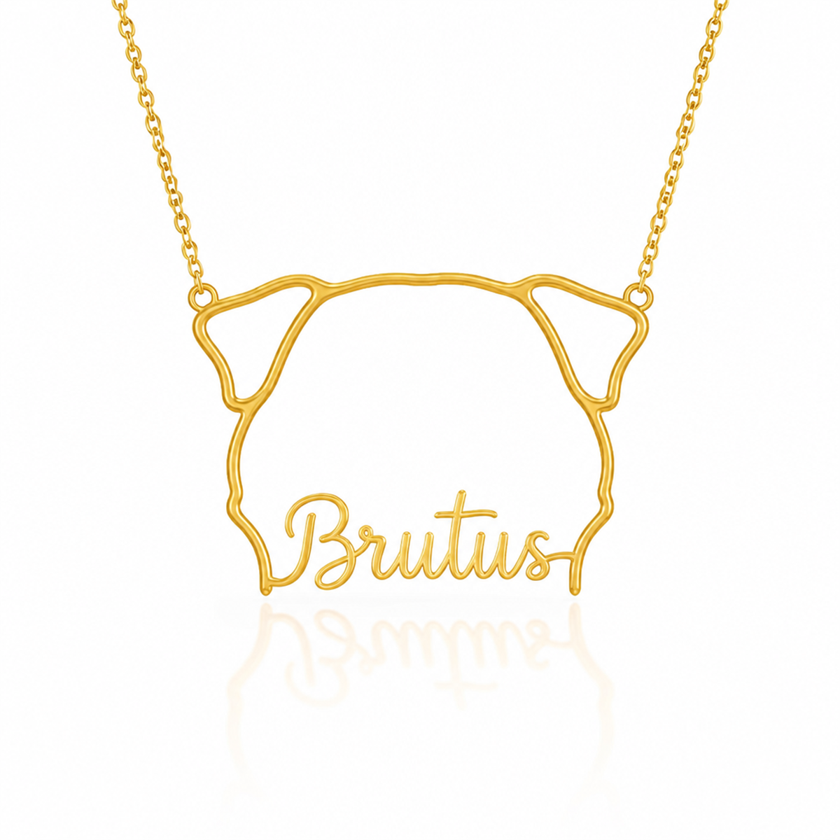 Soulyshine Neapolitan Mastiff personalized outline pet face and name necklace in gold