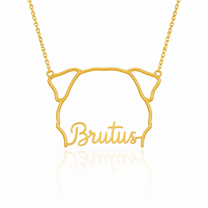 Soulyshine Neapolitan Mastiff personalized outline pet face and name necklace in gold