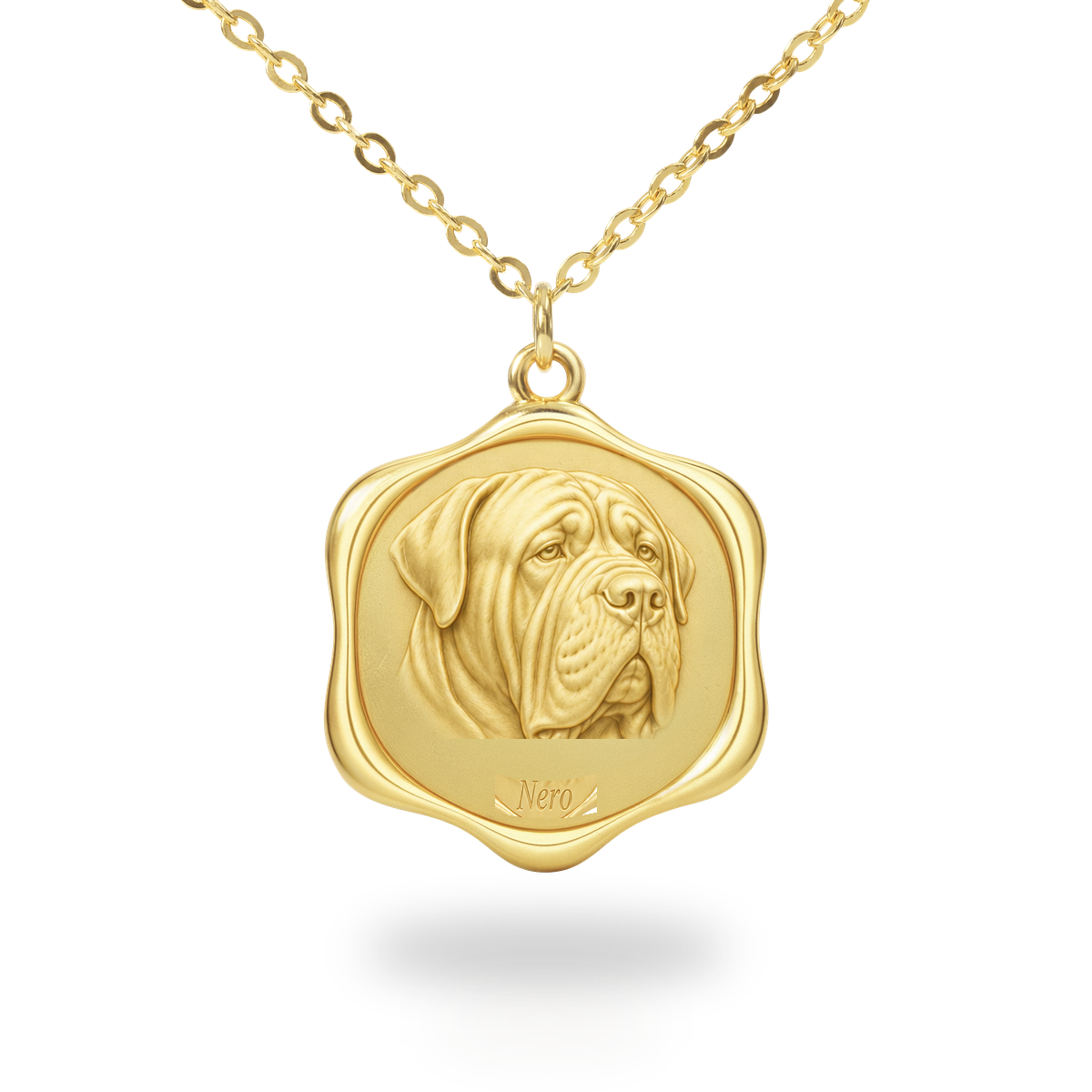 Soulyshine Neapolitan Mastiff Precious Paw personalized pet photo necklace - 18K Gold Vermeil front