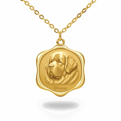 Soulyshine Newfoundland Precious Paw personalized pet photo necklace - 18K Gold Vermeil front