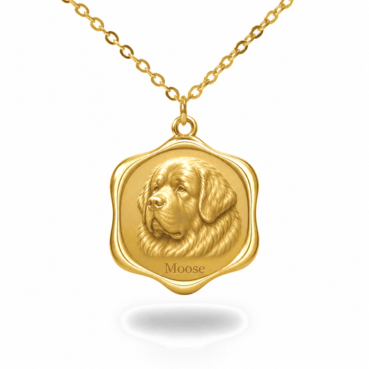 Soulyshine Newfoundland Precious Paw personalized pet photo necklace - 18K Gold Vermeil front