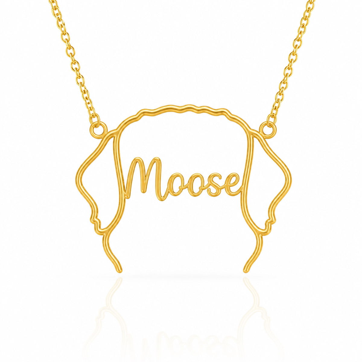 Soulyshine Newfoundland personalized outline pet face and name necklace in gold