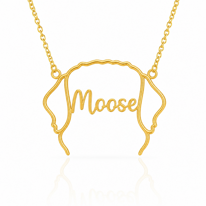 Soulyshine Newfoundland personalized outline pet face and name necklace in gold