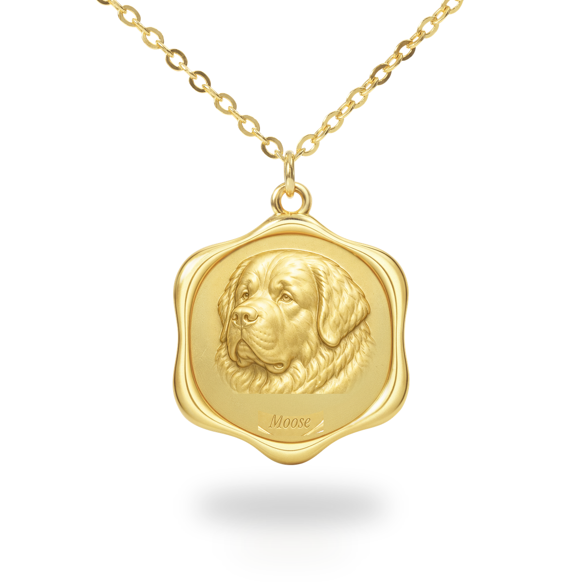 Soulyshine Newfoundland Precious Paw personalized pet photo necklace - 18K Gold Vermeil front