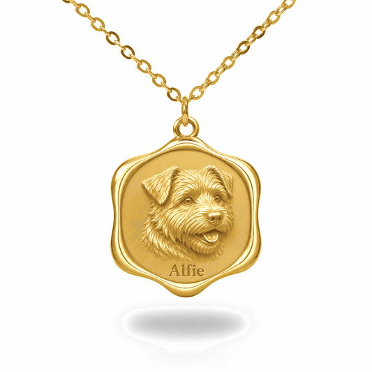 Soulyshine Norfolk Terrier Precious Paw personalized pet photo necklace - 18K Gold Vermeil front
