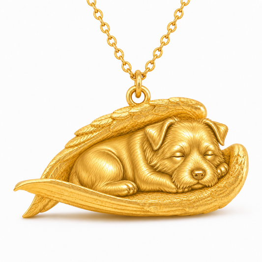 Soulyshine Norfolk Terrier The Sleeping Angel – Personalized Pet Necklace - 18K Gold Vermeil front