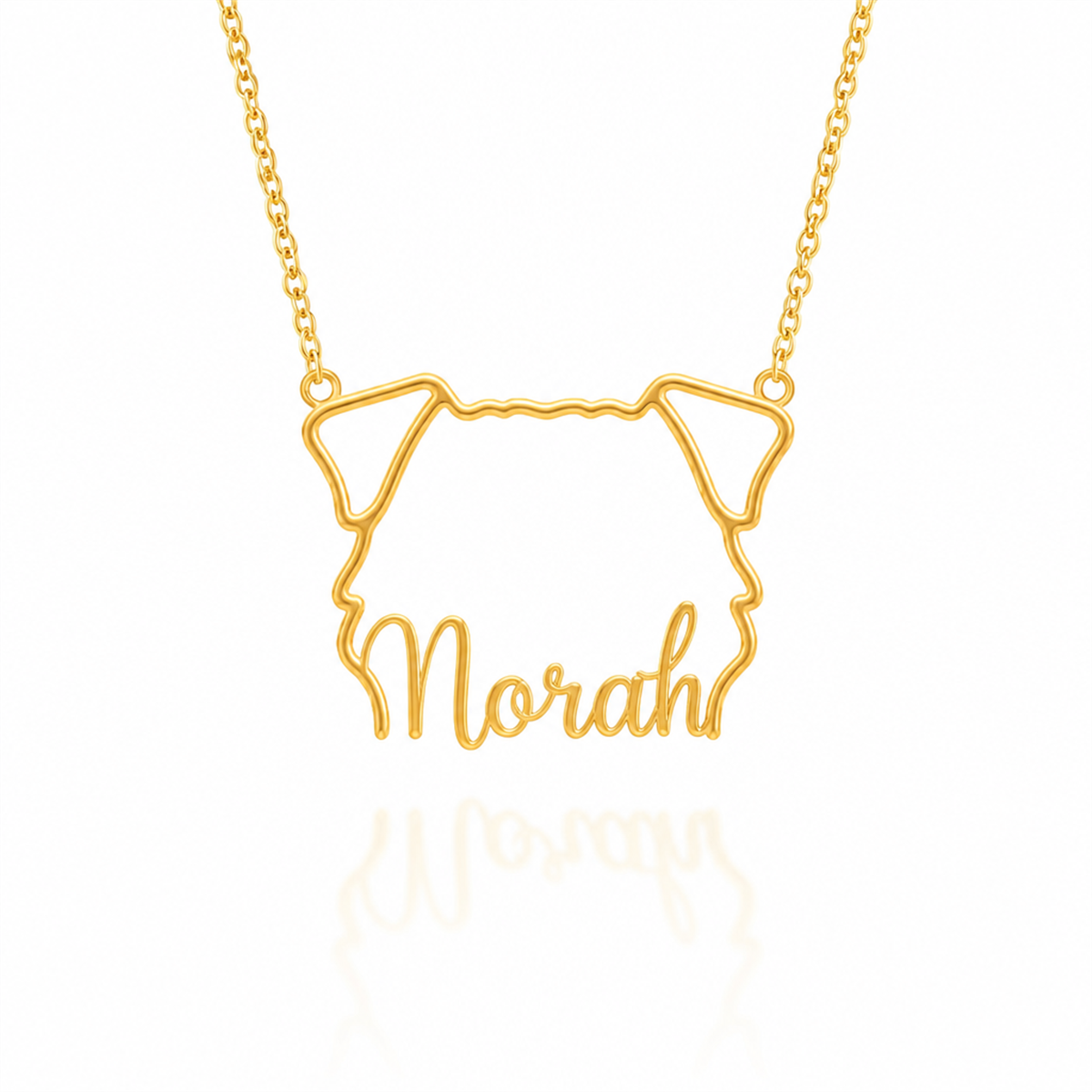 Soulyshine Norfolk Terrier personalized outline pet face and name necklace in gold