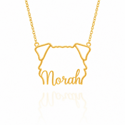 Soulyshine Norfolk Terrier personalized outline pet face and name necklace in gold