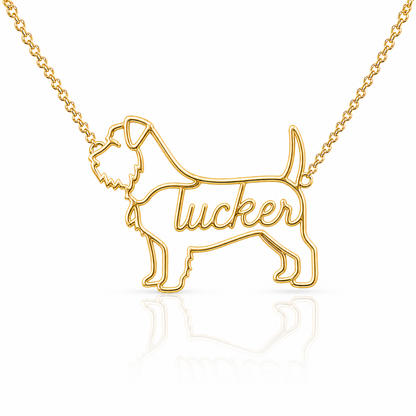 Soulyshine Norfolk Terrier personalized dog silhouette name necklace in gold - Tucker design