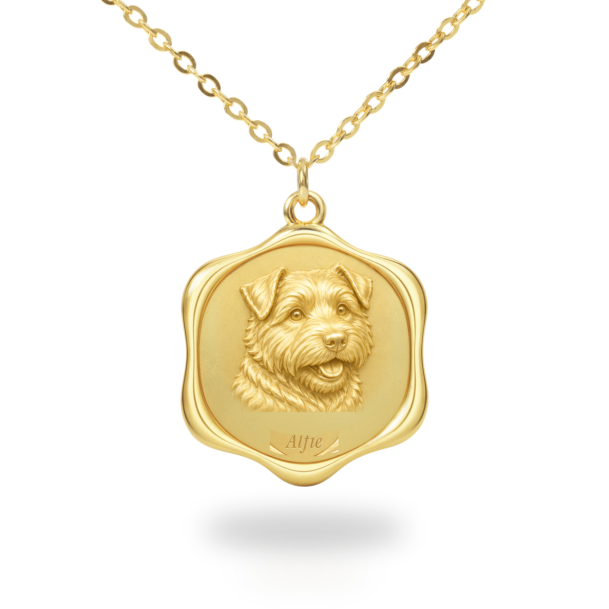 Soulyshine Norfolk Terrier Precious Paw personalized pet photo necklace - 18K Gold Vermeil front
