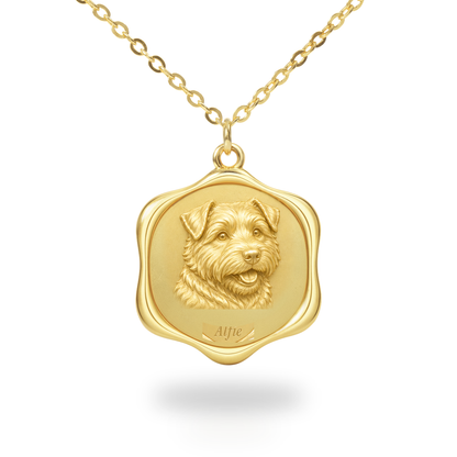 Soulyshine Norfolk Terrier Precious Paw personalized pet photo necklace - 18K Gold Vermeil front