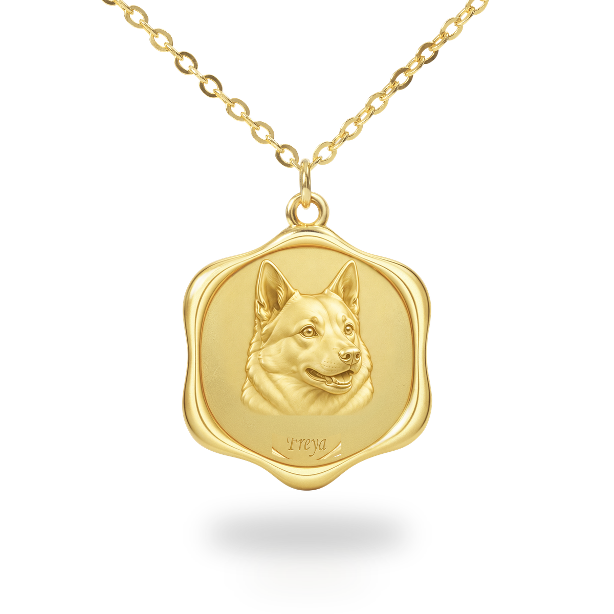 Soulyshine Norwegian Buhund Precious Paw personalized pet photo necklace - 18K Gold Vermeil front