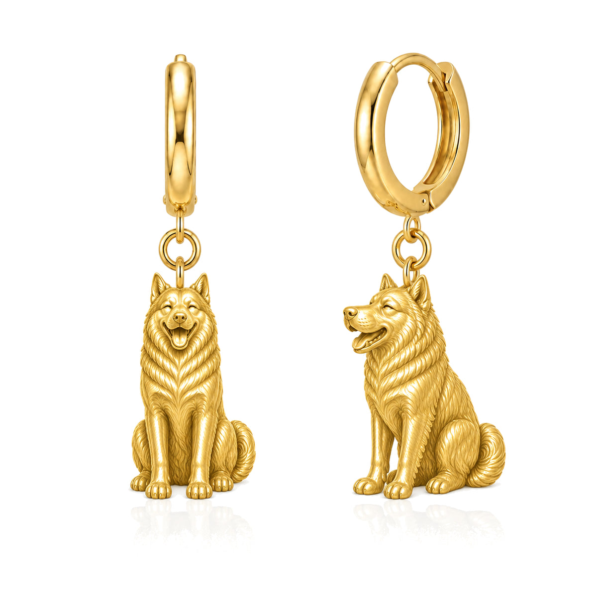 Norwegian Elkhound personalized companion handcrafted huggie earrings