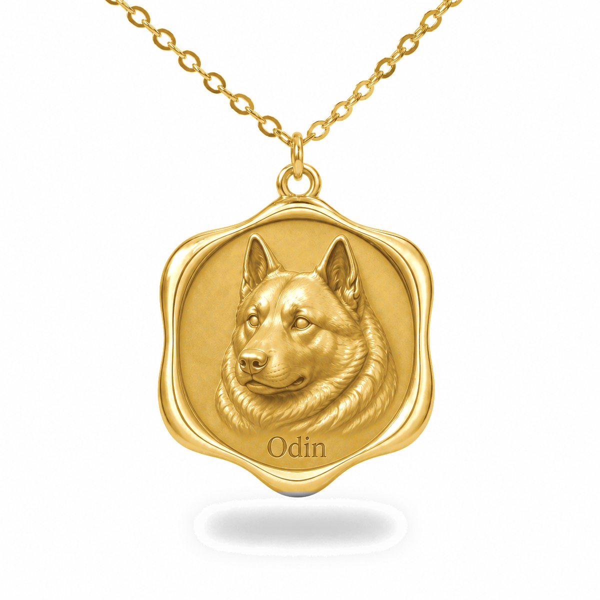 Soulyshine Norwegian Elkhound Precious Paw personalized pet photo necklace - 18K Gold Vermeil front