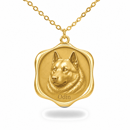 Soulyshine Norwegian Elkhound Precious Paw personalized pet photo necklace - 18K Gold Vermeil front