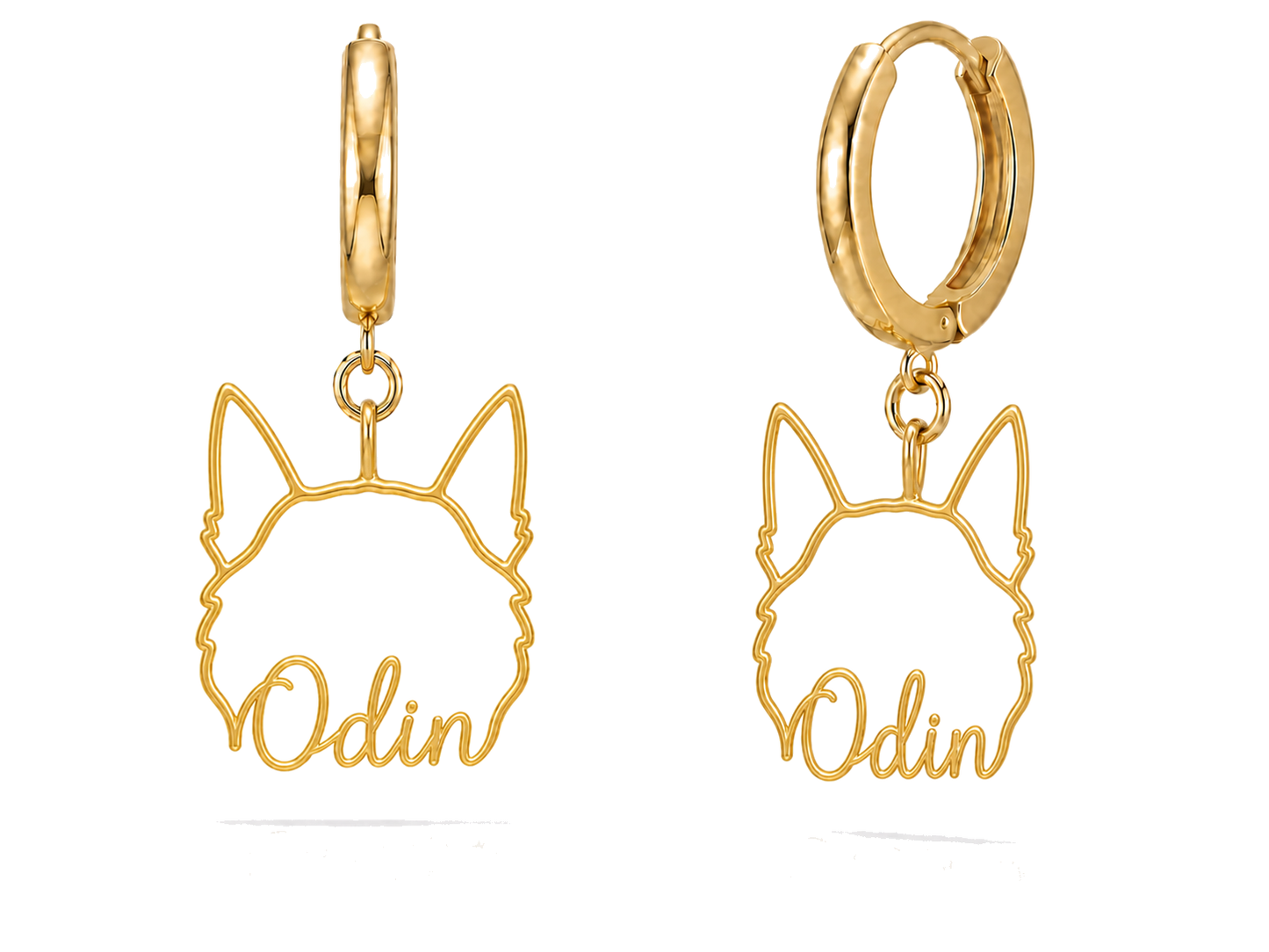 Norwegian Elkhound Odin personalized pet face earrings