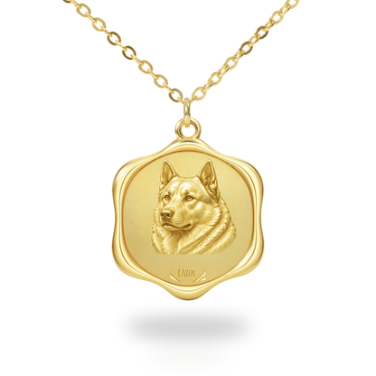 Soulyshine Norwegian Elkhound Precious Paw personalized pet photo necklace - 18K Gold Vermeil front