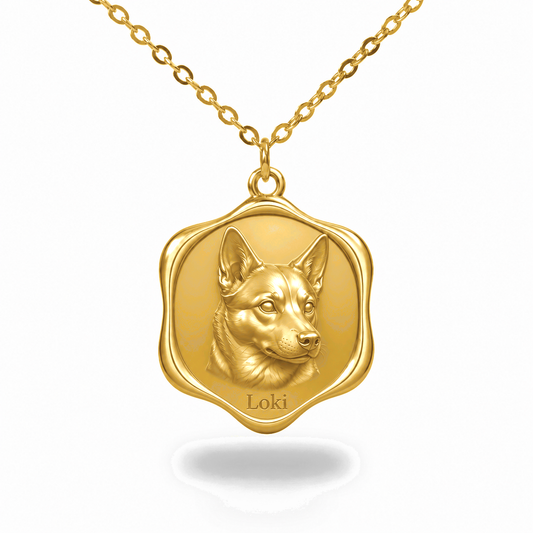 Soulyshine Norwegian Lundehund Precious Paw personalized pet photo necklace - 18K Gold Vermeil front