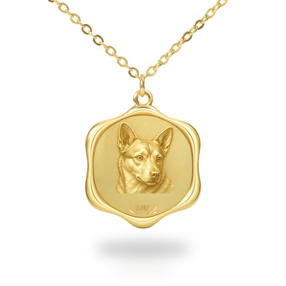Soulyshine Norwegian Lundehund Precious Paw personalized pet photo necklace - 18K Gold Vermeil front
