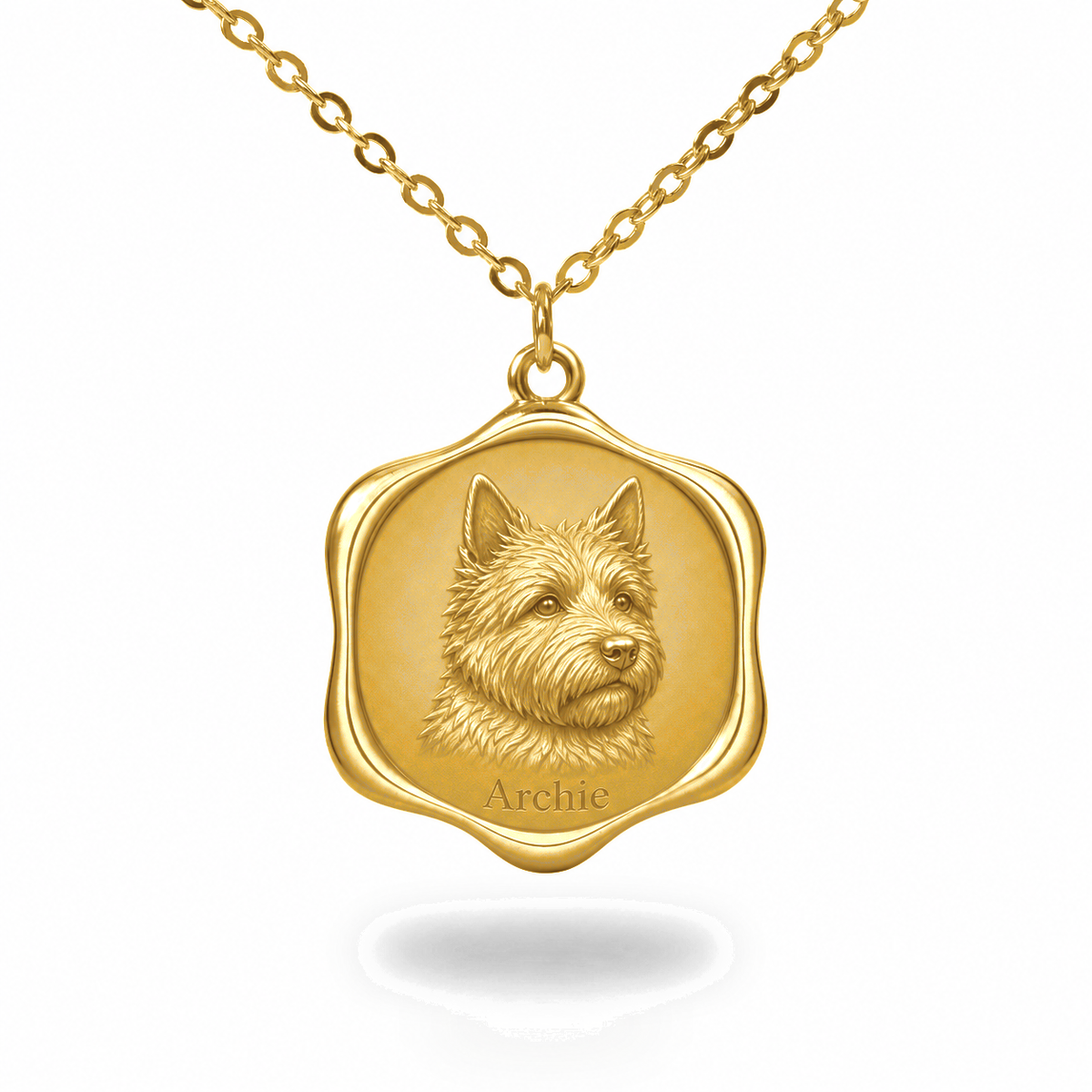 Soulyshine Norwich Terrier Precious Paw personalized pet photo necklace - 18K Gold Vermeil front