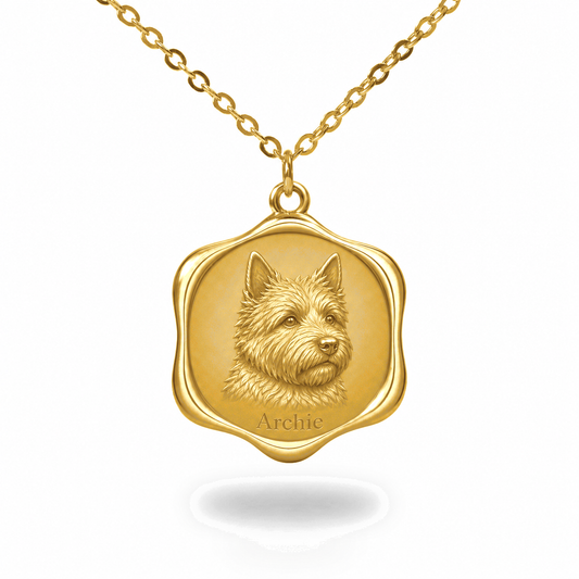 Soulyshine Norwich Terrier Precious Paw personalized pet photo necklace - 18K Gold Vermeil front