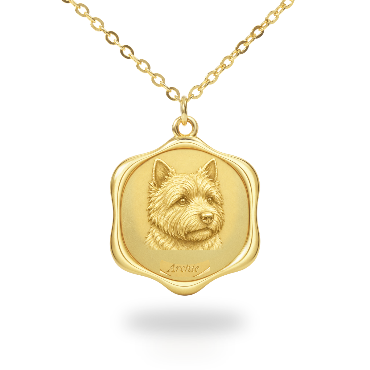 Soulyshine Norwich Terrier Precious Paw personalized pet photo necklace - 18K Gold Vermeil front