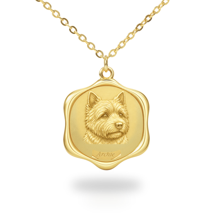 Soulyshine Norwich Terrier Precious Paw personalized pet photo necklace - 18K Gold Vermeil front