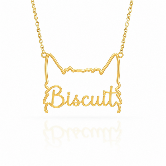 Soulyshine Norwich Terrier personalized outline pet face and name necklace in gold