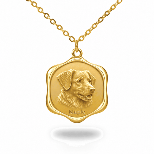 Soulyshine Nova Scotia Duck Tolling Retriever Precious Paw personalized pet photo necklace - 18K Gold Vermeil front