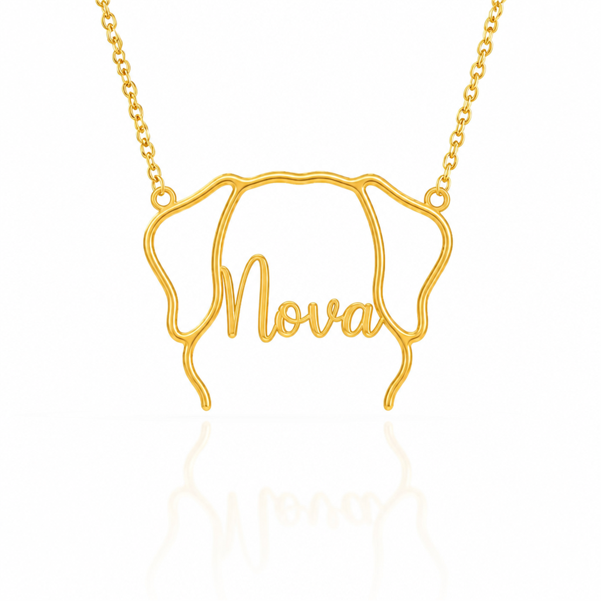 Soulyshine Nova Scotia Duck Tolling Retriever personalized outline pet face and name necklace in gold