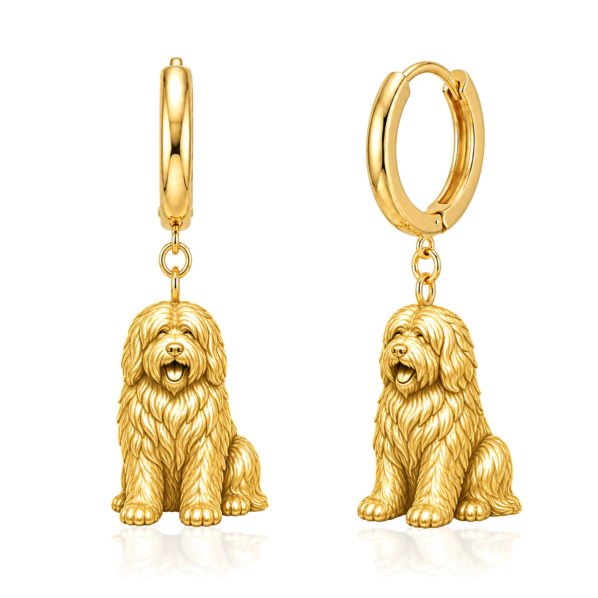 Old English Sheepdog personalized companion handcrafted huggie earrings