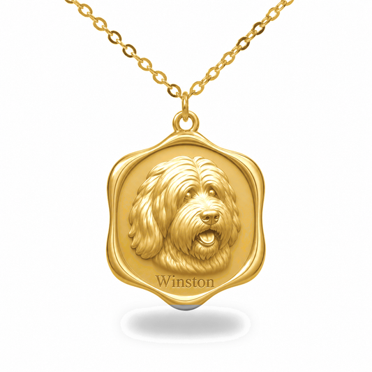 Soulyshine Old English Sheepdog Precious Paw personalized pet photo necklace - 18K Gold Vermeil front