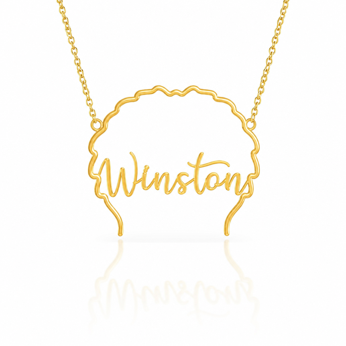 Soulyshine Old English Sheepdog personalized outline pet face and name necklace in gold