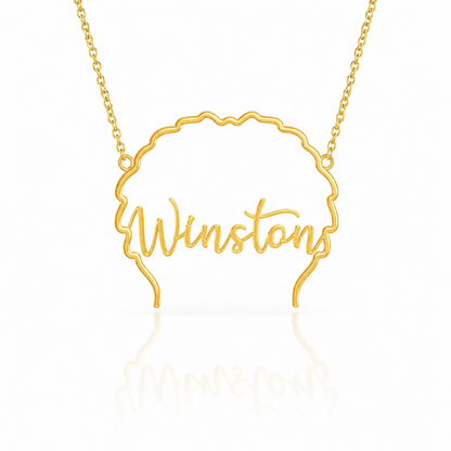 Soulyshine Old English Sheepdog personalized outline pet face and name necklace in gold