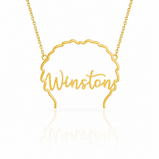 Soulyshine Old English Sheepdog personalized outline pet face and name necklace in gold