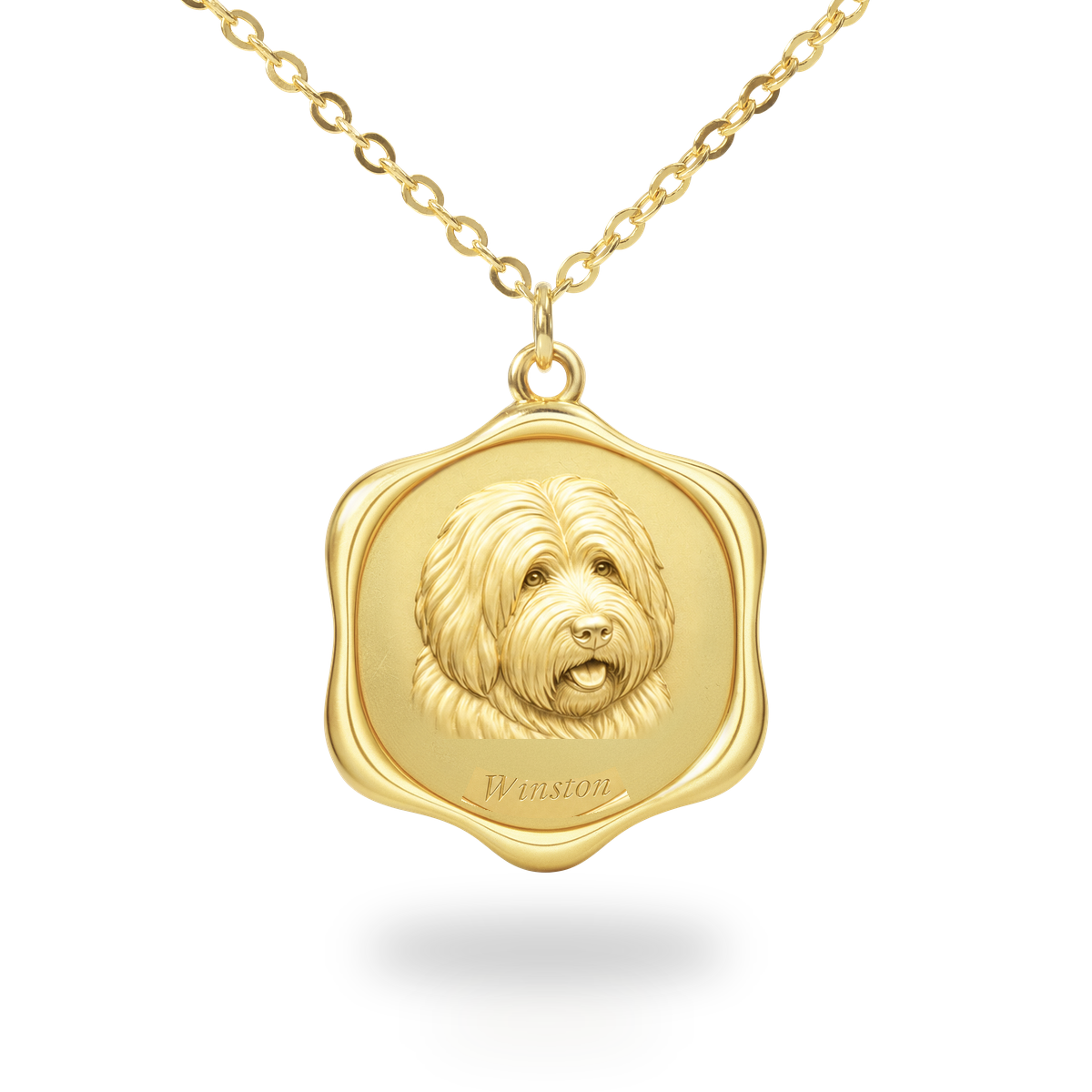 Soulyshine Old English Sheepdog Precious Paw personalized pet photo necklace - 18K Gold Vermeil front