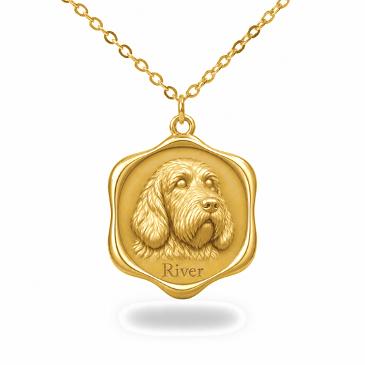 Soulyshine Otterhound Precious Paw personalized pet photo necklace - 18K Gold Vermeil front