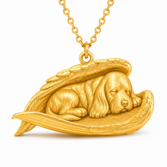 Soulyshine PBGV The Sleeping Angel – Personalized Pet Necklace - 18K Gold Vermeil front