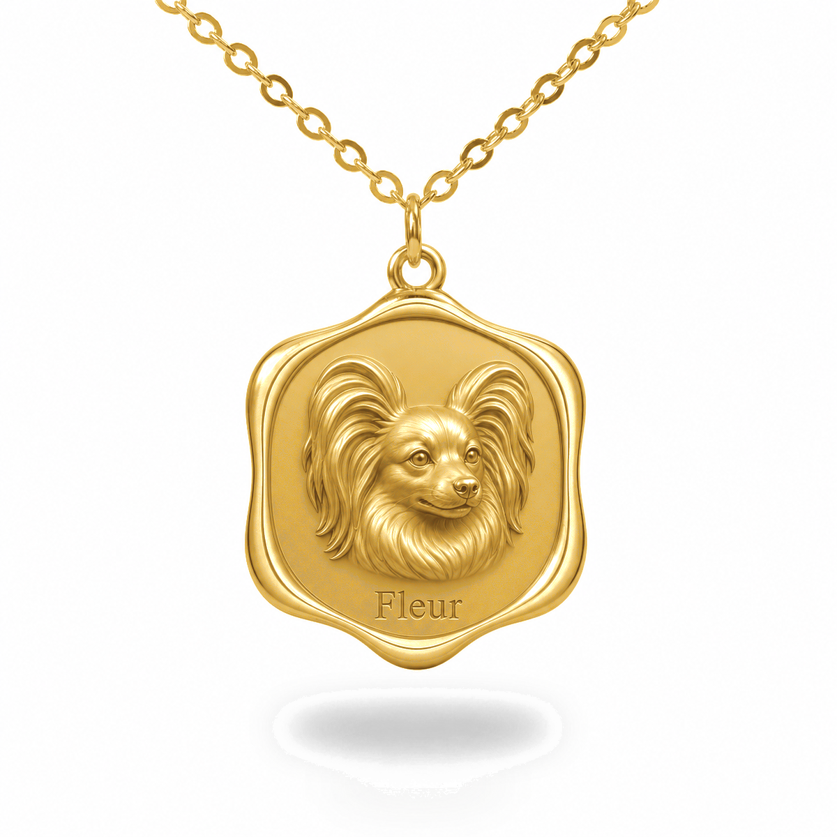 Soulyshine Papillon Precious Paw personalized pet photo necklace - 18K Gold Vermeil front