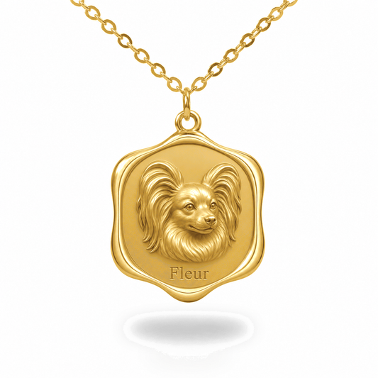 Soulyshine Papillon Precious Paw personalized pet photo necklace - 18K Gold Vermeil front