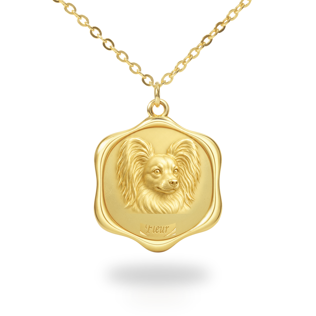 Soulyshine Papillon Precious Paw personalized pet photo necklace - 18K Gold Vermeil front