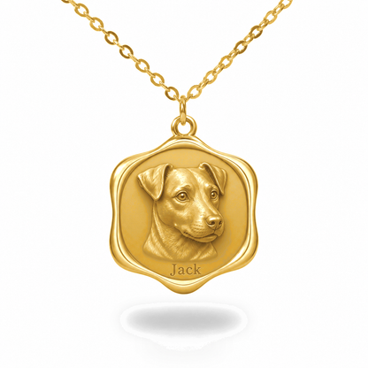 Soulyshine Parson Russell Terrier Precious Paw personalized pet photo necklace - 18K Gold Vermeil front