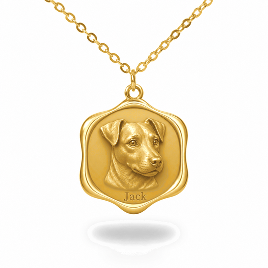 Soulyshine Parson Russell Terrier Precious Paw personalized pet photo necklace - 18K Gold Vermeil front