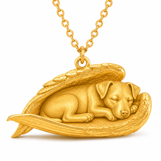 Soulyshine Parson Russell Terrier The Sleeping Angel – Personalized Pet Necklace - 18K Gold Vermeil front