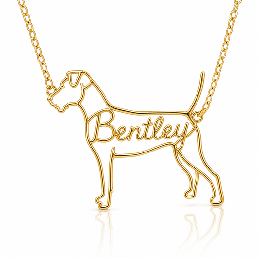 Soulyshine Parson Russell Terrier personalized dog silhouette name necklace in gold - Bentley design