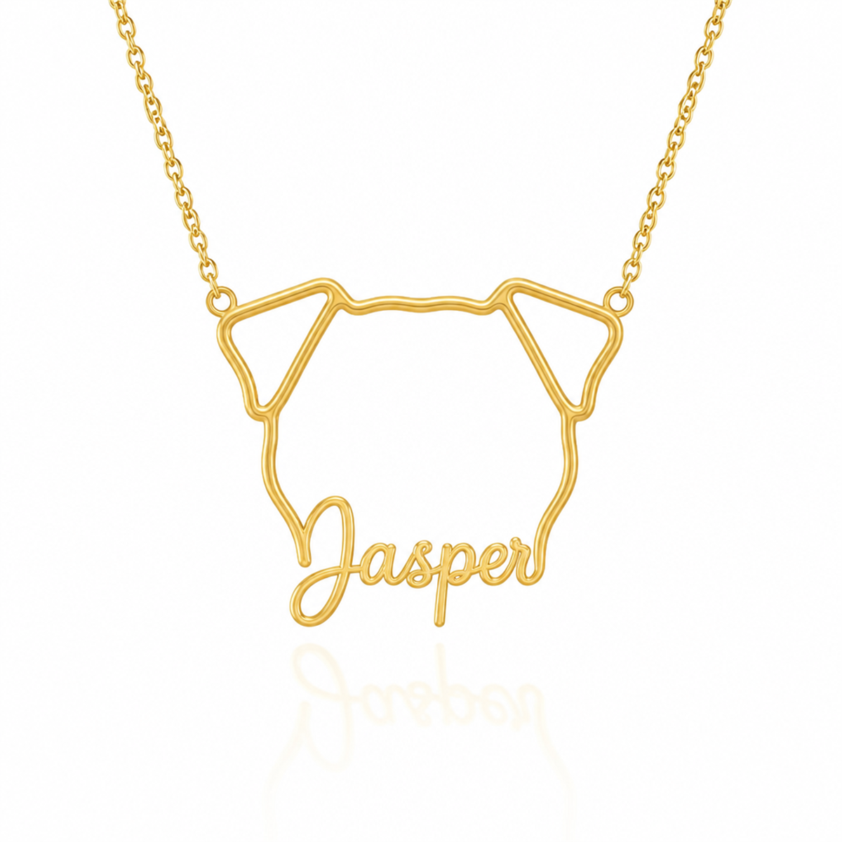 Soulyshine Parson Russell Terrier personalized outline pet face and name necklace in gold