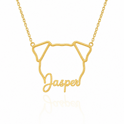 Soulyshine Parson Russell Terrier personalized outline pet face and name necklace in gold