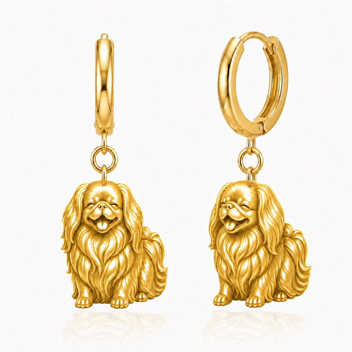 Pekingese personalized companion handcrafted huggie earrings