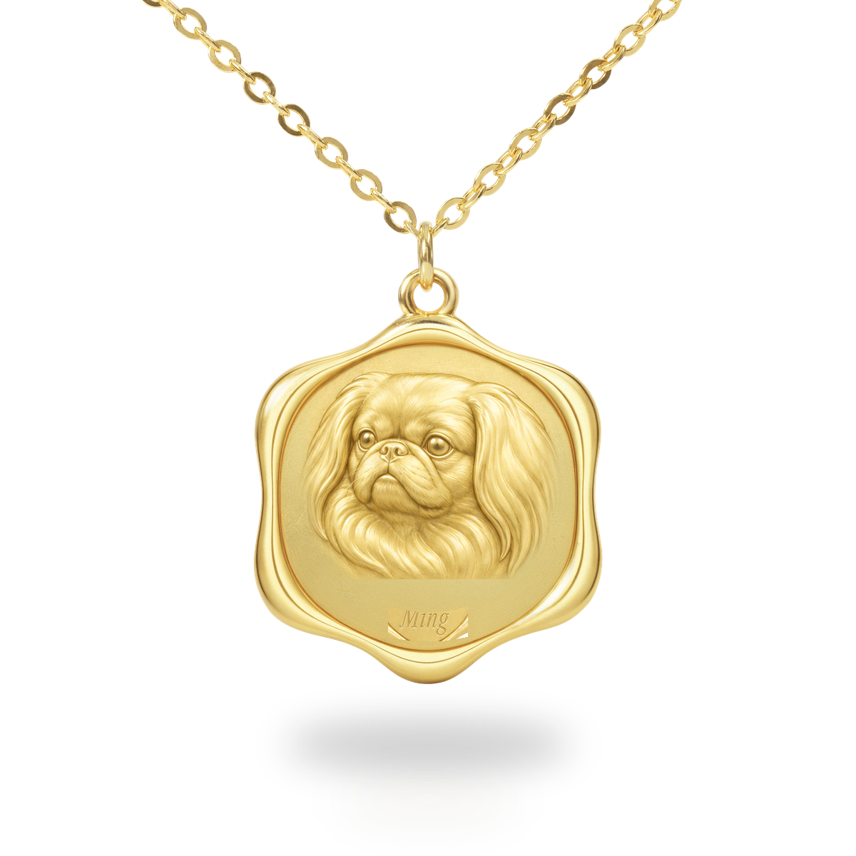 Soulyshine Pekingese Precious Paw personalized pet photo necklace - 18K Gold Vermeil front